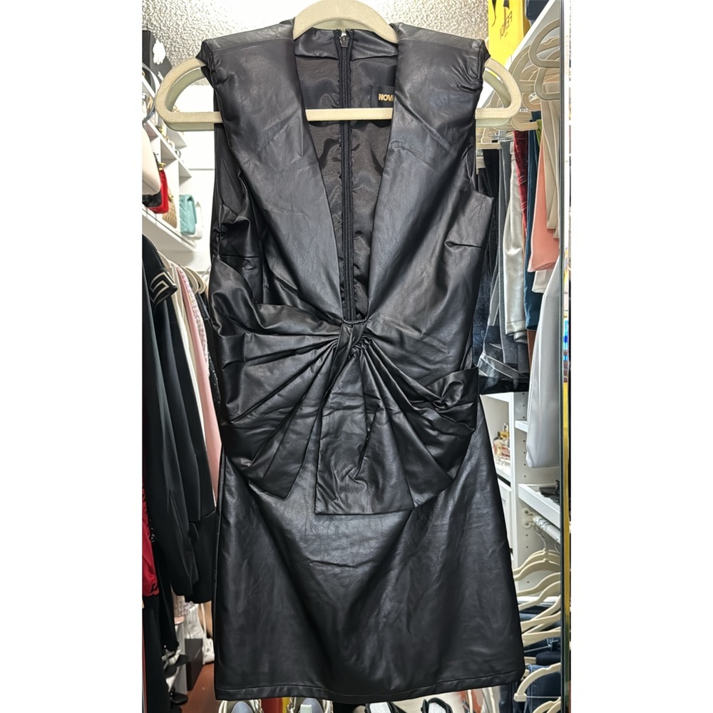 Vegan Leather Mini Dress | Black